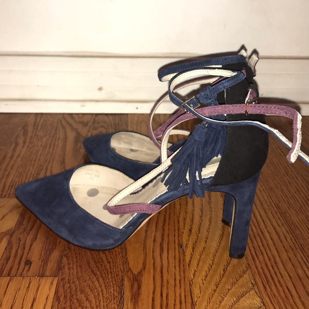 Boden Navy Purple Suede Point Toe Heel Tassel - Picture 14 of 16